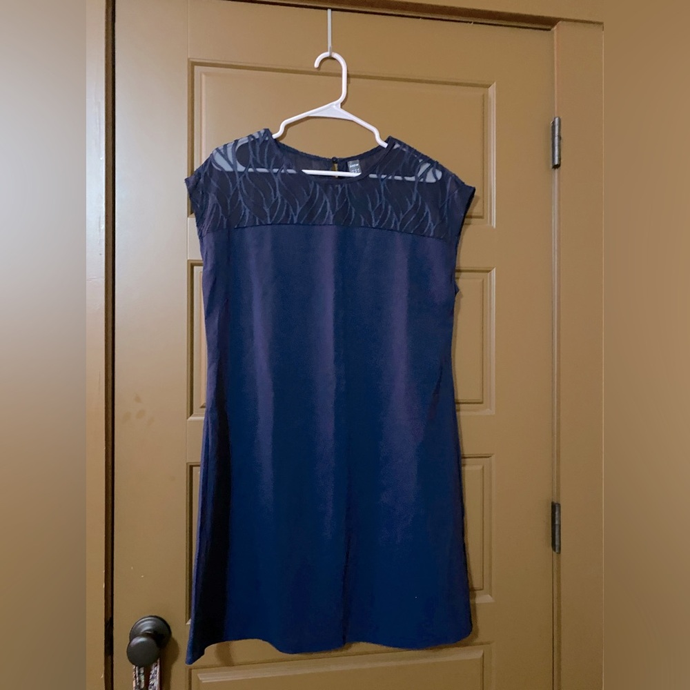 Navy Blue Dress with Sheer Detail